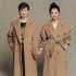 高端101801驼色双面羊绒大衣女